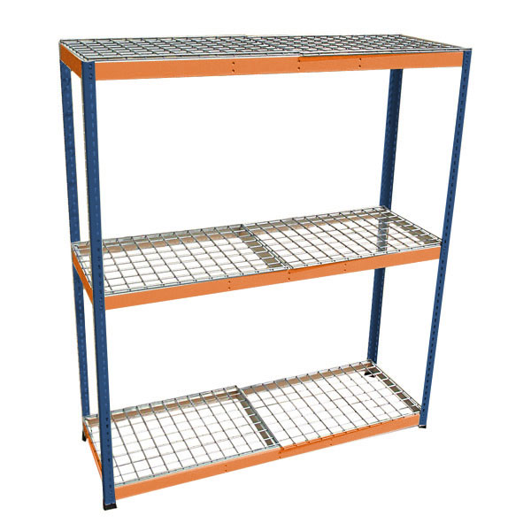 boltless rivet shelving with wire deck